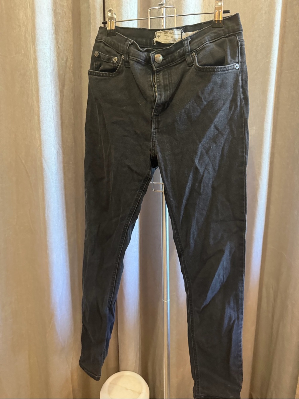 Free People Washed Black High-Rise Skinny Jeans